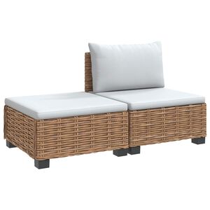 vidaXL 2 Stk. Rattan-Lounge-Set mit Kissen GENDT Naturrattan Natur