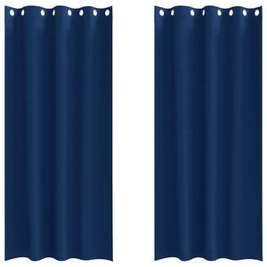 vidaXL Verdunkelungs-Vorh&auml;nge mit Ringen 2 pcs Dunkelblau 225 x 140 cm