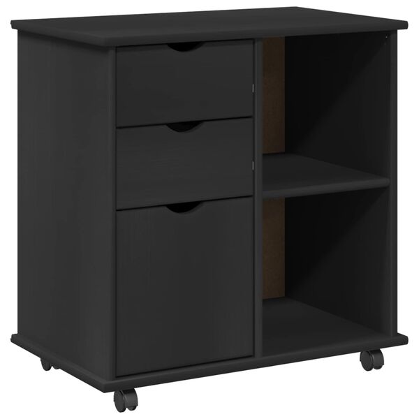 vidaXL Rollschrank Schwarz 63,5 x 39 x 65,5 cm Massivholz Kiefer