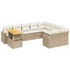 vidaXL 10-tlg. Garten-Sofagarnitur mit Kissen Beige Poly Rattan