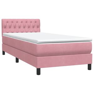 vidaXL Boxspringbett mit Matratze Rosa 90x220 cm Samt