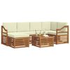 vidaXL Ecksofa Set mit Kissen 7 pcs Natur und Creme Massivholz Akazie