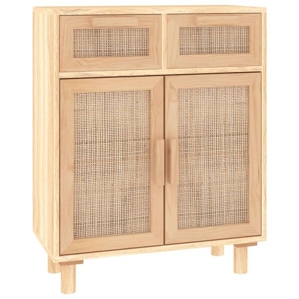 vidaXL Sideboard Braun 60x30x75 cm Massivholz Kiefer und Natur-Rattan