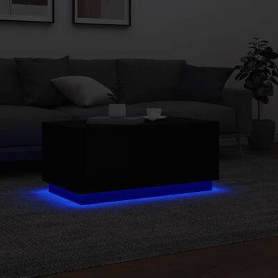 vidaXL Couchtisch mit LED-Leuchten Schwarz 90x50x40 cm
