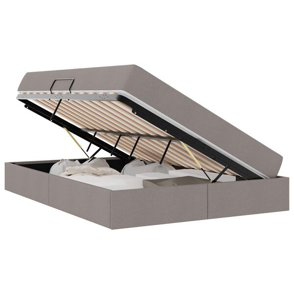 vidaXL Aufbewahrungsbett mit Matratze Taupe 140 x 200 cm Polyester
