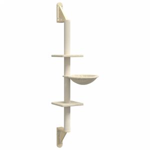 vidaXL Kratzbaum mit Kratzs&auml;ule Wandmontage Creme 142,5 cm