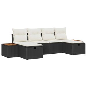 vidaXL Gartensofa-set mit Kissen 6 pcs Schwarz Poly-Rattan