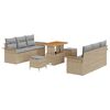 vidaXL Garten-Sofa-Set mit Kissen mit Kissen 9 pcs Beige und Hellgrau