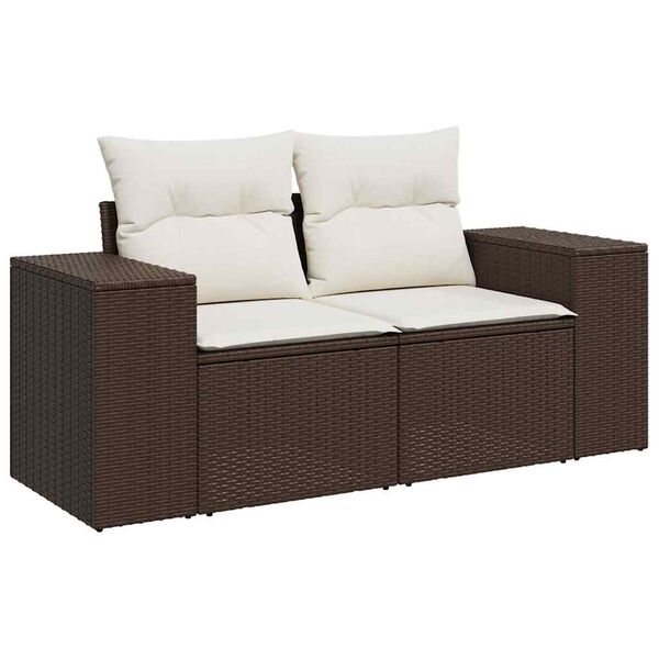 vidaXL 6-tlg. Garten-Sofagarnitur mit Kissen Braun Poly Rattan
