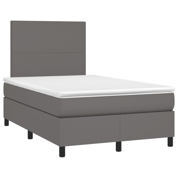 vidaXL Boxspringbett mit Matratze Grau 120x190 cm Kunstleder