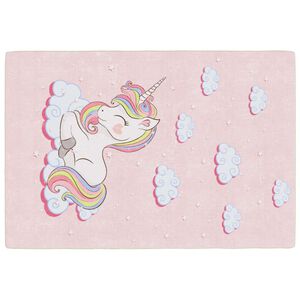 vidaXL Kinderteppich Rosa 160x230 cm Einhorn Waschbar