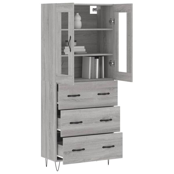vidaXL Highboard Grau Sonoma 69,5x34x180 cm Holzwerkstoff