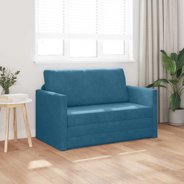 vidaXL Schlafsofa 110cm Blau Samt