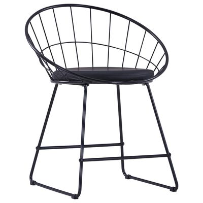 vidaXL Esszimmerstühle mit Kunstledersitzen 4 Stk. Schwarz Stahl