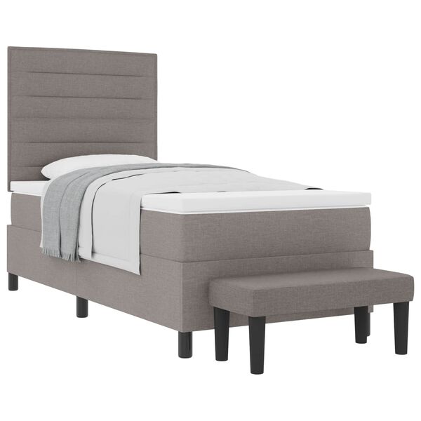 vidaXL Boxspringbett mit Matratze mit Kopfteil Taupe 90 x 200 cm Stoff