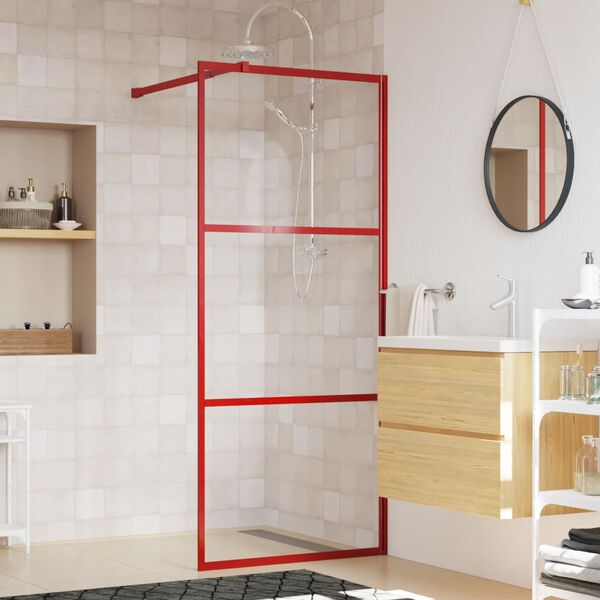 vidaXL Duschwand f&uuml;r Begehbare Dusche mit ESG Klarglas Rot 90x195 cm