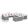 vidaXL 13-tlg. Garten-Lounge-Set mit Kissen Schwarz Poly Rattan