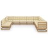 vidaXL 11-tlg. Garten-Lounge-Set mit Kissen Honigbraun Massivholz