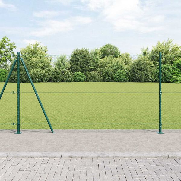 vidaXL Zaunpfosten Gr&uuml;n 100 x 1,2 m (25 mm Netz) Stahl und PVC