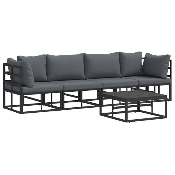 vidaXL Gartensofa-set 5 pcs Schwarz Metall