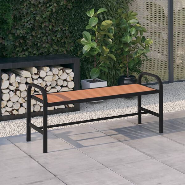 vidaXL Gartenbank 124,5 cm Stahl und WPC Braun und Schwarz