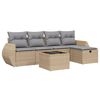 vidaXL 6-tlg. Garten-Sofagarnitur mit Kissen Beige Poly Rattan