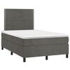 vidaXL Boxspringbett mit Matratze & LED Dunkelgrau 120x200 cm Samt