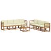 vidaXL Outdoor-Sofagarnitur 9 pcs Natur und Creme Massivholz Akazie