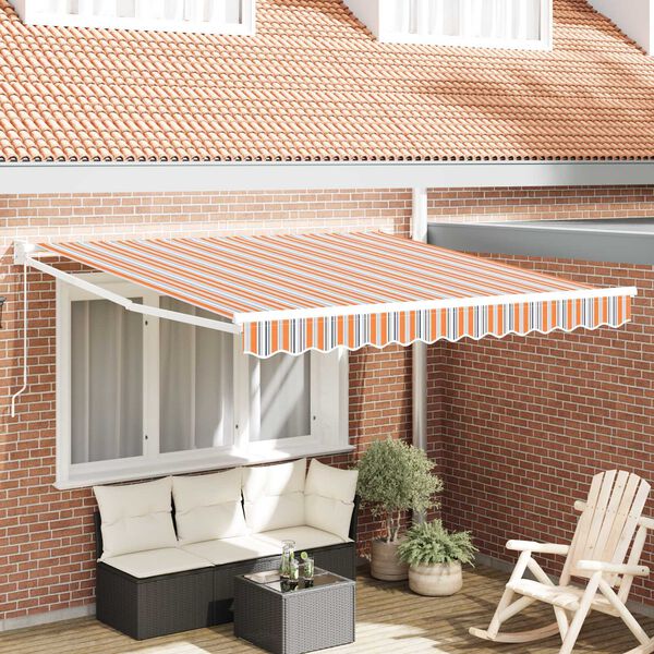 vidaXL Einziehbare Markise Orange Grau Blau Wei&szlig; 350 x 250 cm Stoff