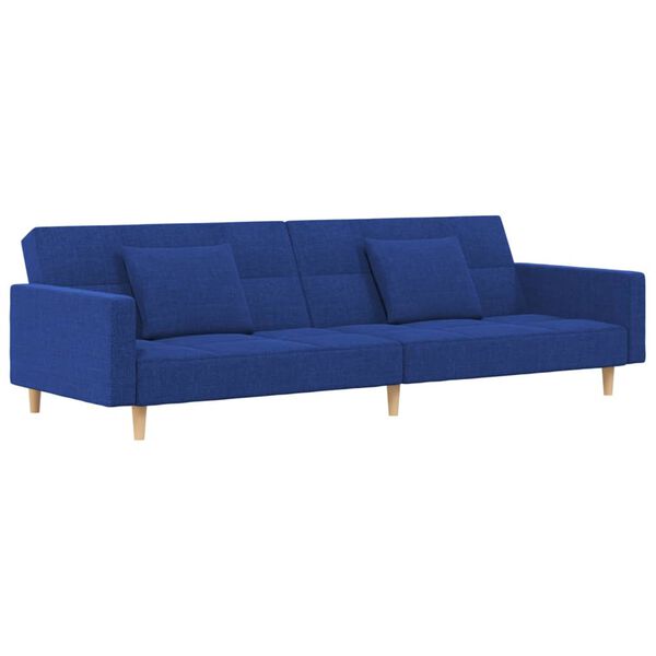 vidaXL Schlafsofa 2-Sitzer mit 2 Kissen Blau Stoff