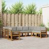 vidaXL Outdoor-Sofagarnitur mit Kissen 9 pcs Nat&uuml;rlich und Hellgrau