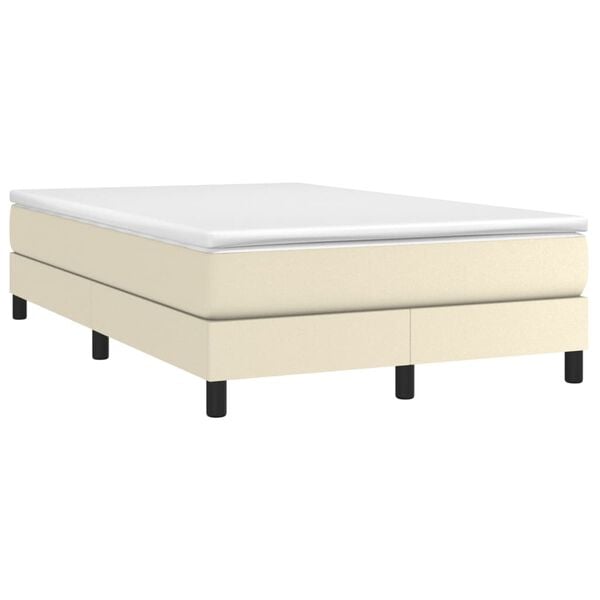 vidaXL Boxspringbett mit Matratze Creme 120x200 cm Kunstleder