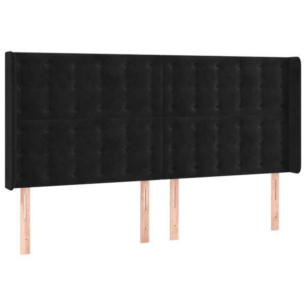 vidaXL Kopfteil mit Ohren Schwarz 183x16x118/128 cm Samt
