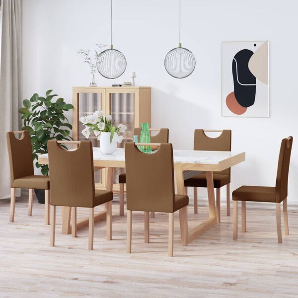 vidaXL Esszimmerst&uuml;hle 6 Stk. Braun Stoff