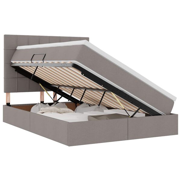vidaXL Aufbewahrungsbett mit Matratze Taupe 140 x 200 cm Polyester