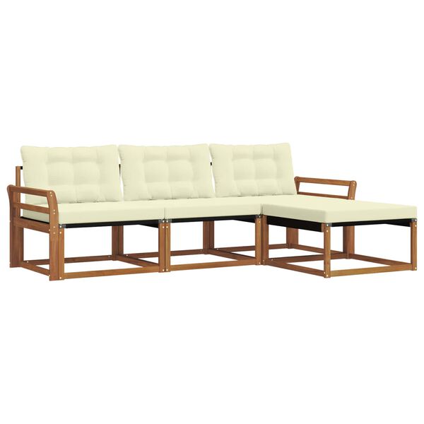vidaXL Outdoor-Sofagarnitur mit Kissen 4 pcs Natur und Creme