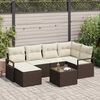 vidaXL Sofa Set mit Kissen 7 pcs Braun und Creme Poly-Rattan