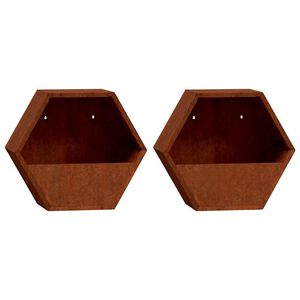 vidaXL Wand-Pflanzk&uuml;bel 2 Stk. Rostig Cortenstahl 30x10x25 cm