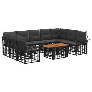 vidaXL Gartensofa-set 10 stk. Schwarz und Dunkelgrau Poly-Rattan