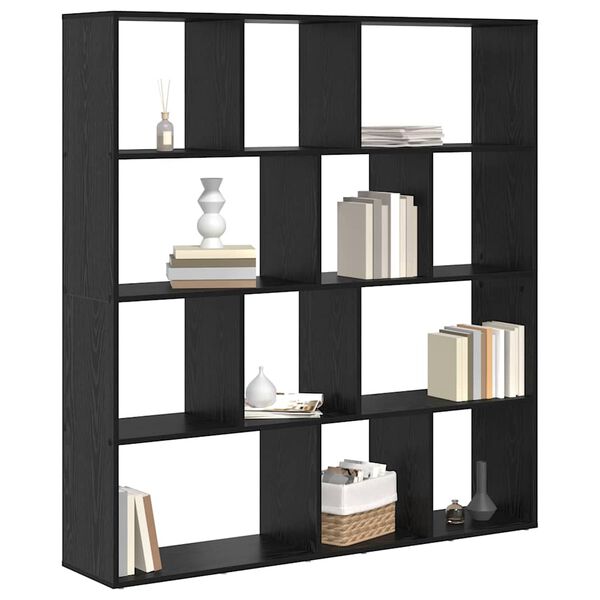vidaXL B&uuml;cherregal Schwarz Eichen-Optik 132 x 29 x 141,5 cm