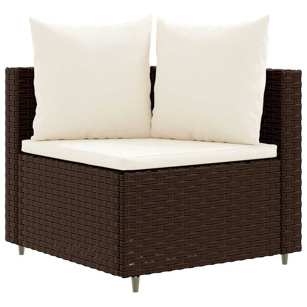 vidaXL 3-tlg. Garten-Sofagarnitur mit Kissen Braun Poly Rattan
