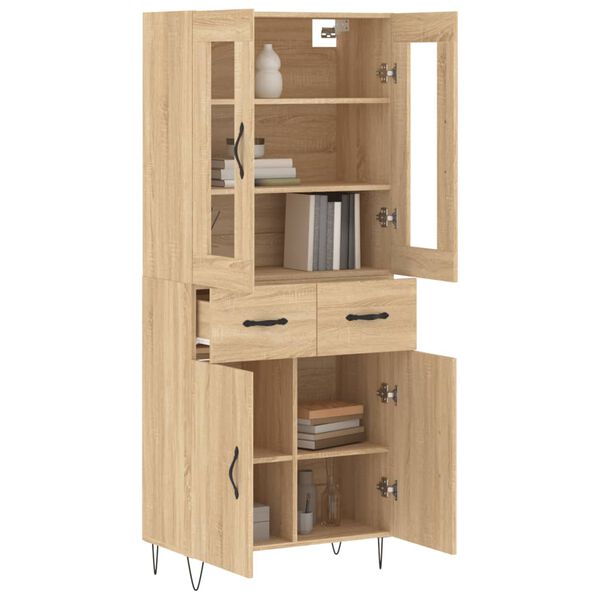 vidaXL Highboard Sonoma-Eiche 69,5x34x180 cm Holzwerkstoff