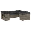 vidaXL 10-tlg. Garten-Sofagarnitur mit Kissen Grau Poly Rattan