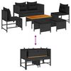 vidaXL Gartensofa-set mit Kissen 6 pcs Schwarz Poly-Rattan
