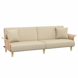 vidaXL Schlafsofa mit Armlehnen Creme Stoff