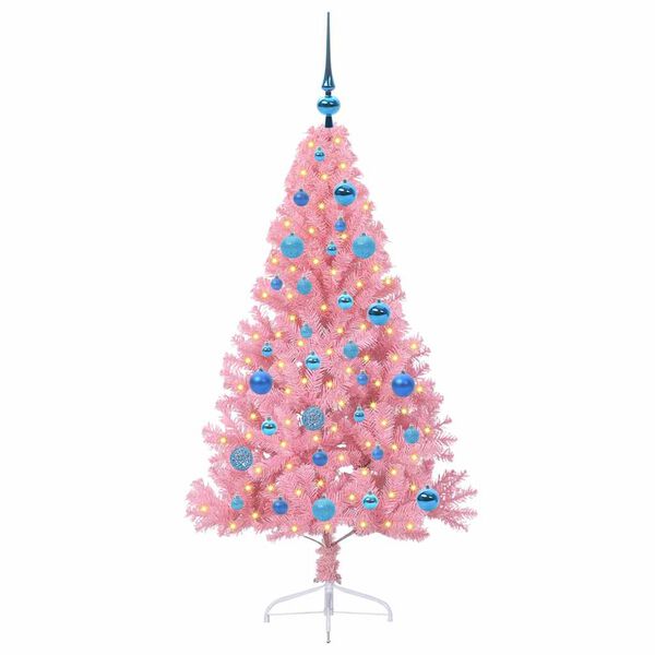 vidaXL K&uuml;nstlicher vorbeleuchteter Weihnachtsbaum Rosa 150 cm PVC