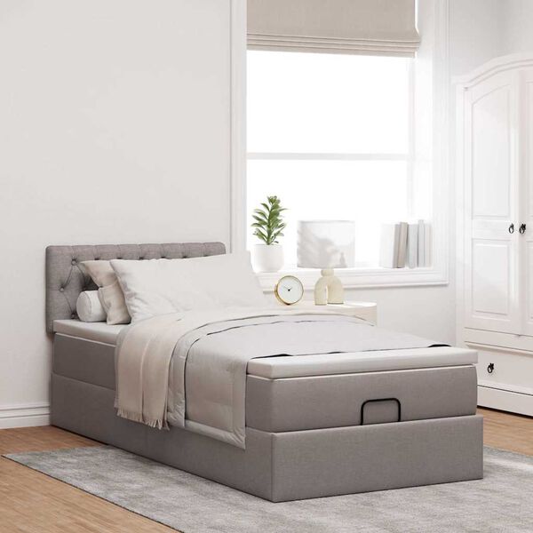 vidaXL Ottoman-Bett mit Matratze & LEDs Taupe 80x200 cm Stoff