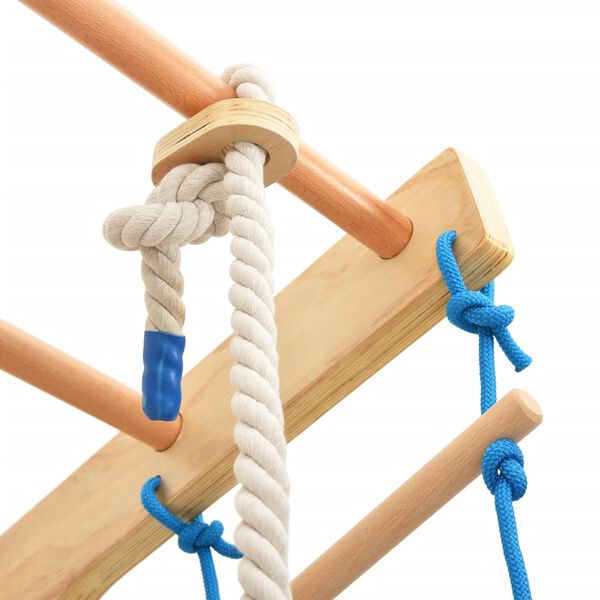 vidaXL Sprossenwand Set mit Strickleiter Turnringe Holz