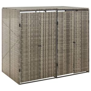 vidaXL M&uuml;lltonnenbox f&uuml;r 2 Tonnen Grau 140x80x117 cm Poly Rattan