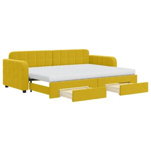 vidaXL Tagesbett Ausziehbar mit Schubladen Gelb 80x200 cm Samt